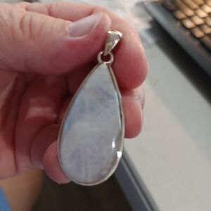 Elegant RAINBOW MOONSTONE & STERLING Teardrop Pendant